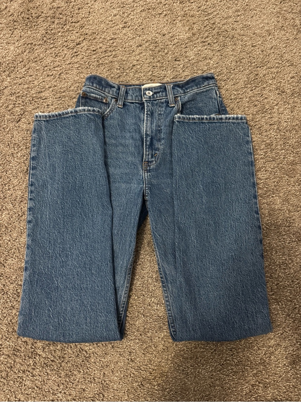 Abercrombie & Fitch Women's Straight-Leg Jeans — Medium Blue Denim